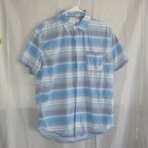 Aeropostale Blue and White Striped Button Shirt
